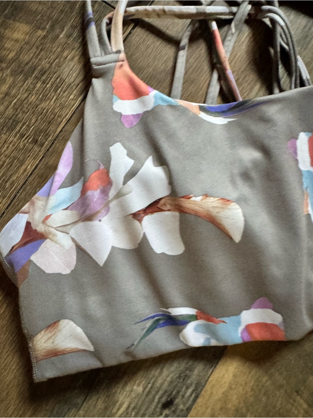 Athleta Taupe Floral Strappy Sports Bra - Picture 2 of 6